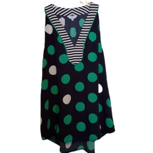 Crown & Ivy Women's Sleeveless Navy & Polka-dots Top Size Small